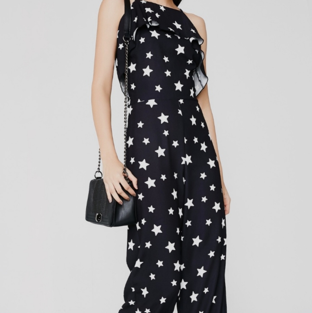Star Print Jumpsuit Romper adjustable straps Dolls Kill Small